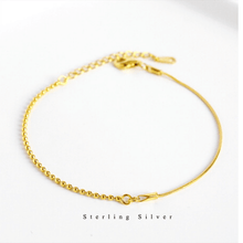 Load image into Gallery viewer, 925 Sterling Golden Silver Shinning Bracelet For Women With Simple Parttern