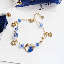 Load image into Gallery viewer, 925 Sterling Silver Shinning Bracelet Blue Tiny Waves Icon